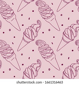 Pink vector pattern background with ice cream cones