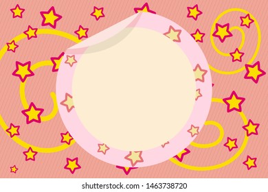 Pink vector photo frame on a pink background with stars and spirals. Nice and pretty. Suitable for children and adults.