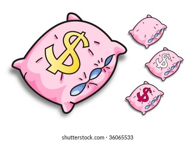pink vector pillow with a dollar sign