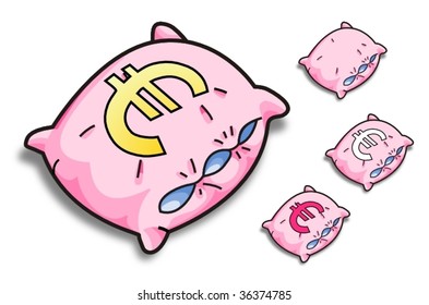pink vector pillow with a dollar sign