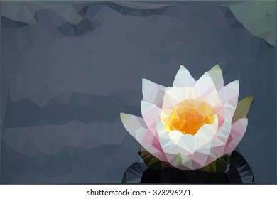 pink vector polygonal water lily on a pond