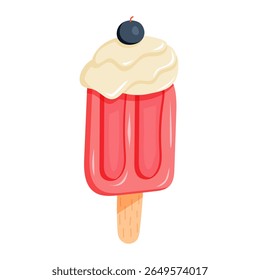 Pink vector popsicle with smooth cartoon style