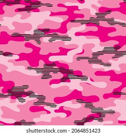 pink vector print camouflage. seamless pattern for clothing or print