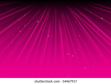 Pink vector rays and glittering stars