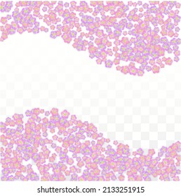 Pink Vector Realistic Flower Falling on Transparent Background.  Spring Romantic Flowers Illustration. Flying Petals. Sakura Spa Design. Blossom Confetti. Design Elements for  Wedding Decoration.