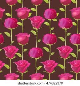 Pink vector roses pattern. Bouquet of flowers. Photo realistic flowers. Card. Cover. Roses shop. Order of roses. Flower greenhouse. Garden. Gift. Fresh bud.