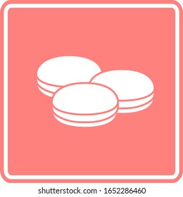 signo vector rosa con símbolo macarons blanco