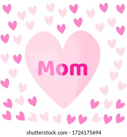 Pink vector symbols of love in shape of heart background. Happy Mother's Day concept.flat design templates can use wallpapers, poster elements, greeting cards.