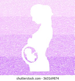 pink vector tag cloud on a pregnant woman pictogram 