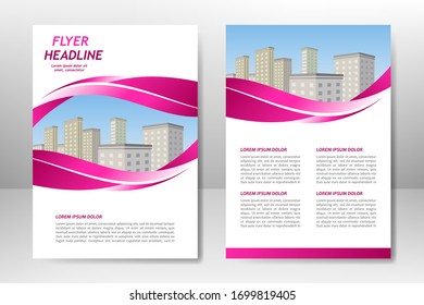 Diseño de plantilla de vector rosa para folletos de negocios, volante, afiche, folleto, presentación, informe anual, portada de revista, formación de equipo. A4