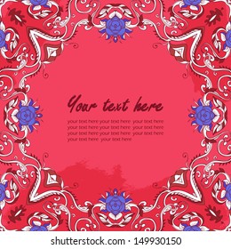 Pink vector vintage ornate frame 