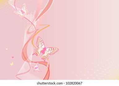 pink vertical background with butterfly
