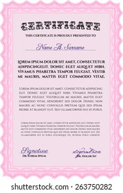 Pink vertical certificate or diploma template