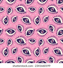Pink Vibrant Feminine Aesthetic pattern with abstract painted faces and rose flowers