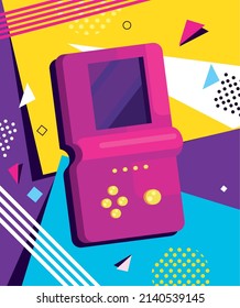 pink video handle poster with 90s background