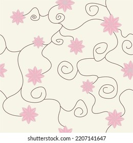 pink vine flower pattern for decoration, textile, wrapping paper and background