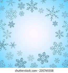 Pink vintage background with round space for text and snowflakes. Can be used as greeting card for Christmas and new year