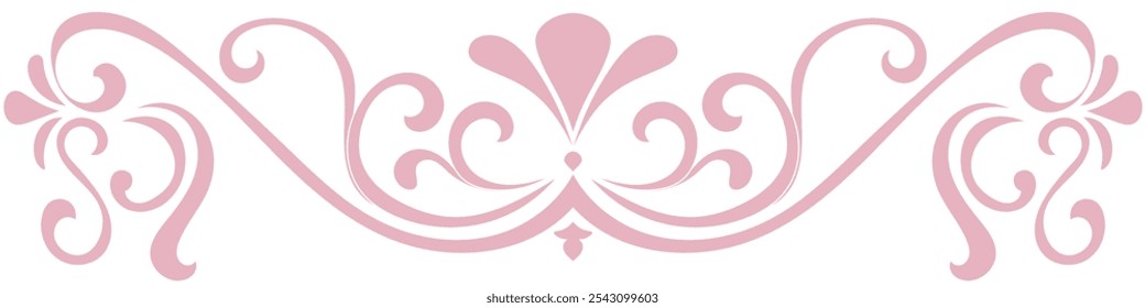 Pink vintage border for text border Abstract curling lines. Classic retro.