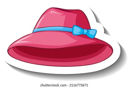 Pink vintage bucket hat sticker illustration