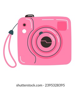 Pink Vintage camera device in a cute flat style