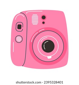 Dispositivo de cámara de color rosa Vintage en un lindo estilo plano