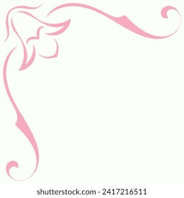Pink vintage corner, thin line Victorian Middle Ages Fancy black monogram frames, design elements collection, abstract icons, simple symbols of flowers.