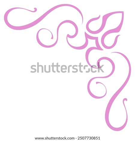 Pink vintage corner, thin line Victorian Middle Ages Fancy black monogram frames, design elements collection, abstract icons, simple symbols of flowers