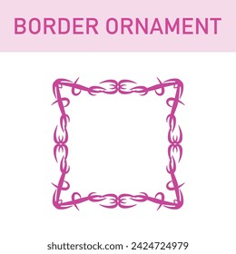 Pink vintage decorative design border and frame vector clipart isolated on white background.