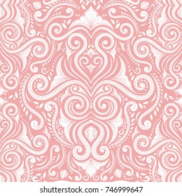 Pink vintage decorative seamless pattern. Ornament illustration.Floral pattern. Traditional, Arabic, Turkish, Indian motifs. Great for fabric and textile, wallpaper, packaging or any desired idea.