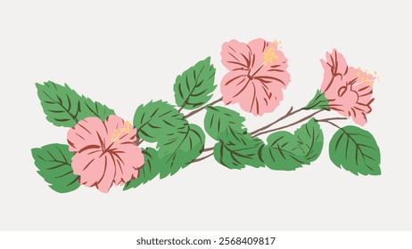 Pink vintage flower illustration, isolated vector element. Pink floral plant cut out vector. Vintage pink botanical art drawing illustration, old painting art print of pink flower.