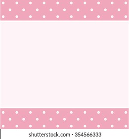 Pink vintage frame on polka dots retro pattern