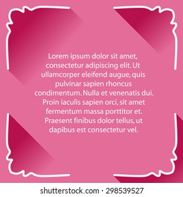 Pink vintage frame. Simple flat style background.