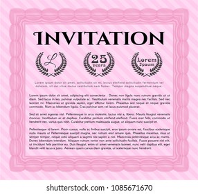 Pink Vintage invitation. With background. Customizable, Easy to edit and change colors. Artistry design. 