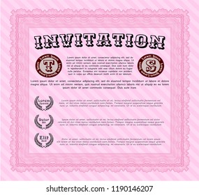Pink Vintage invitation. With background. Vector illustration. Money design. 