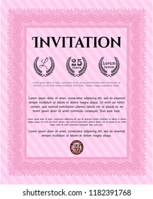 Pink Vintage invitation. Beauty design. Easy to print. Customizable, Easy to edit and change colors. 