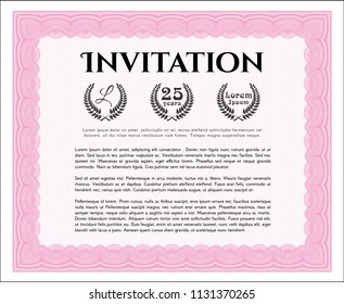 Pink Vintage invitation. With complex background. Customizable, Easy to edit and change colors. Nice design. 