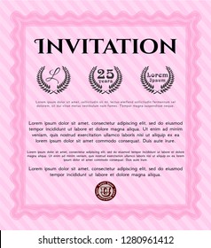 Pink Vintage invitation. Complex background. Vector illustration. Beauty design. 