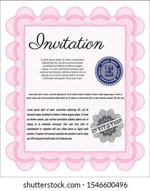 Pink Vintage invitation. Complex background. Customizable, Easy to edit and change colors. Good design. 