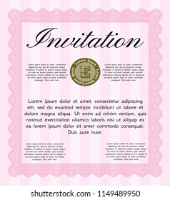 Pink Vintage invitation. With complex linear background. Customizable, Easy to edit and change colors. Artistry design. 