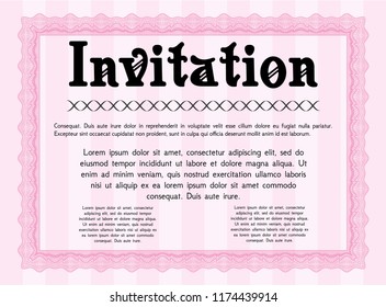 Pink Vintage invitation. Cordial design. Vector illustration. With quality background. 