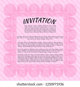 Pink Vintage invitation. Customizable, Easy to edit and change colors. With quality background. Retro design. 