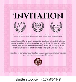Pink Vintage invitation. Customizable, Easy to edit and change colors. With background. Retro design. 