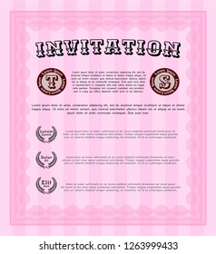 Pink Vintage invitation. Detailed. Complex background. Excellent design. 