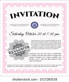 Pink Vintage invitation. Detailed. Printer friendly. Lovely design. 