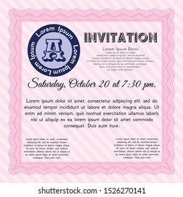 Pink Vintage invitation. Detailed. Printer friendly. Cordial design. 