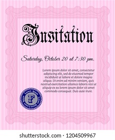 Pink Vintage invitation. Detailed. With quality background. Excellent design. 