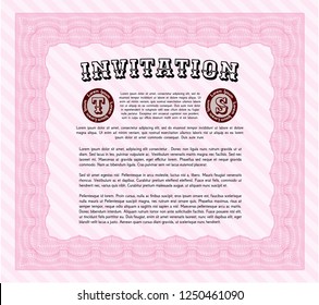 Pink Vintage invitation. Easy to print. Vector illustration. Artistry design. 