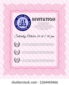Pink Vintage invitation. Easy to print. Artistry design. Detailed. 