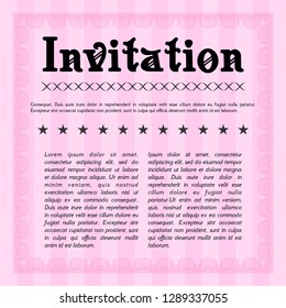 Pink Vintage invitation. Excellent design. Customizable, Easy to edit and change colors. With complex background. 