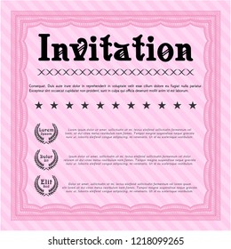 Pink Vintage invitation. With great quality guilloche pattern. Money design. Detailed. 